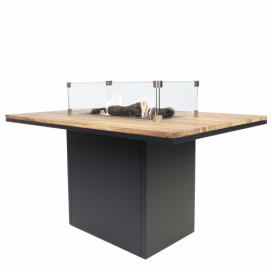 Krbový plynový stůl Cosiloft 120 vysoký jídelní stůl černý rám / deska teak (neobsahuje sklo) COSI
