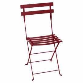 Červená kovová skládací židle Fermob Bistro