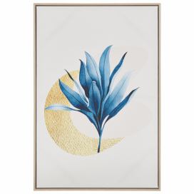 Zarámovaný obraz na plátně květinový motiv 63 x 93 cm béžová a modrá CORVARO