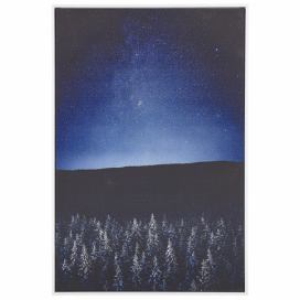 Zarámovaný obraz na plátně noční krajina 63 x 93 cm černomodrý LORETO Beliani.cz