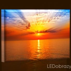 LED obraz Západ slunce na moři 45x30 cm