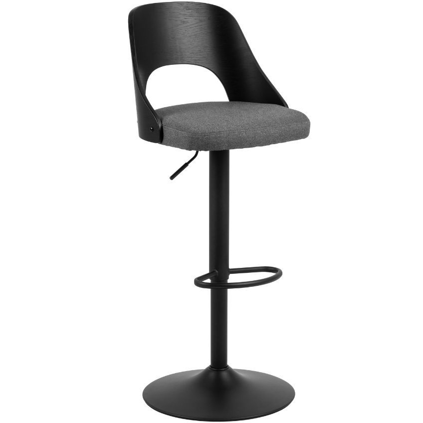 Scandi Černá kovová barová židle s šedým sedákem Marianne 62-84 cm - Designovynabytek.cz