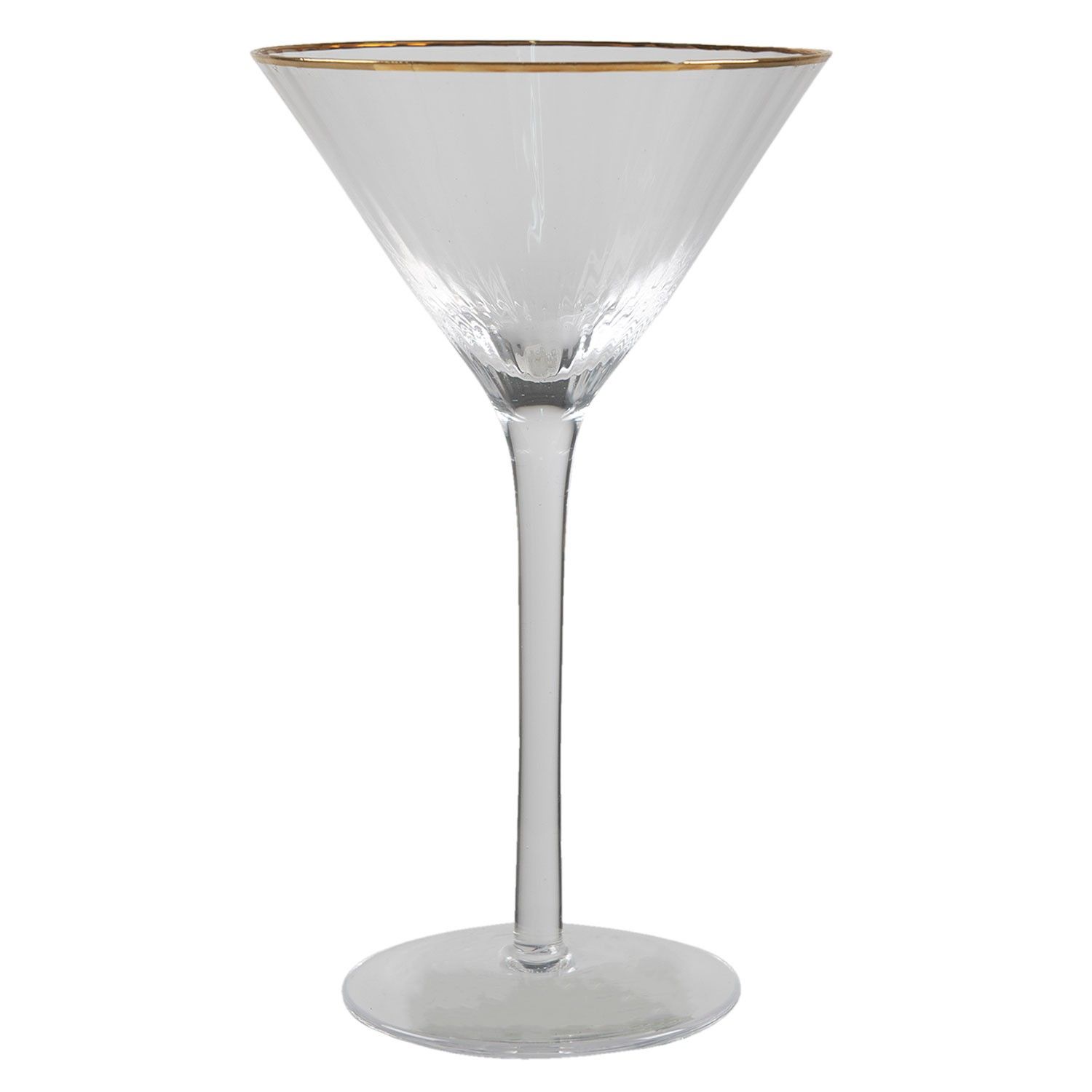 Sklenice na Martini s vroubkováním a zlatou linkou Pim - Ø13*20 cm / 250ml Clayre & Eef - LaHome - vintage dekorace