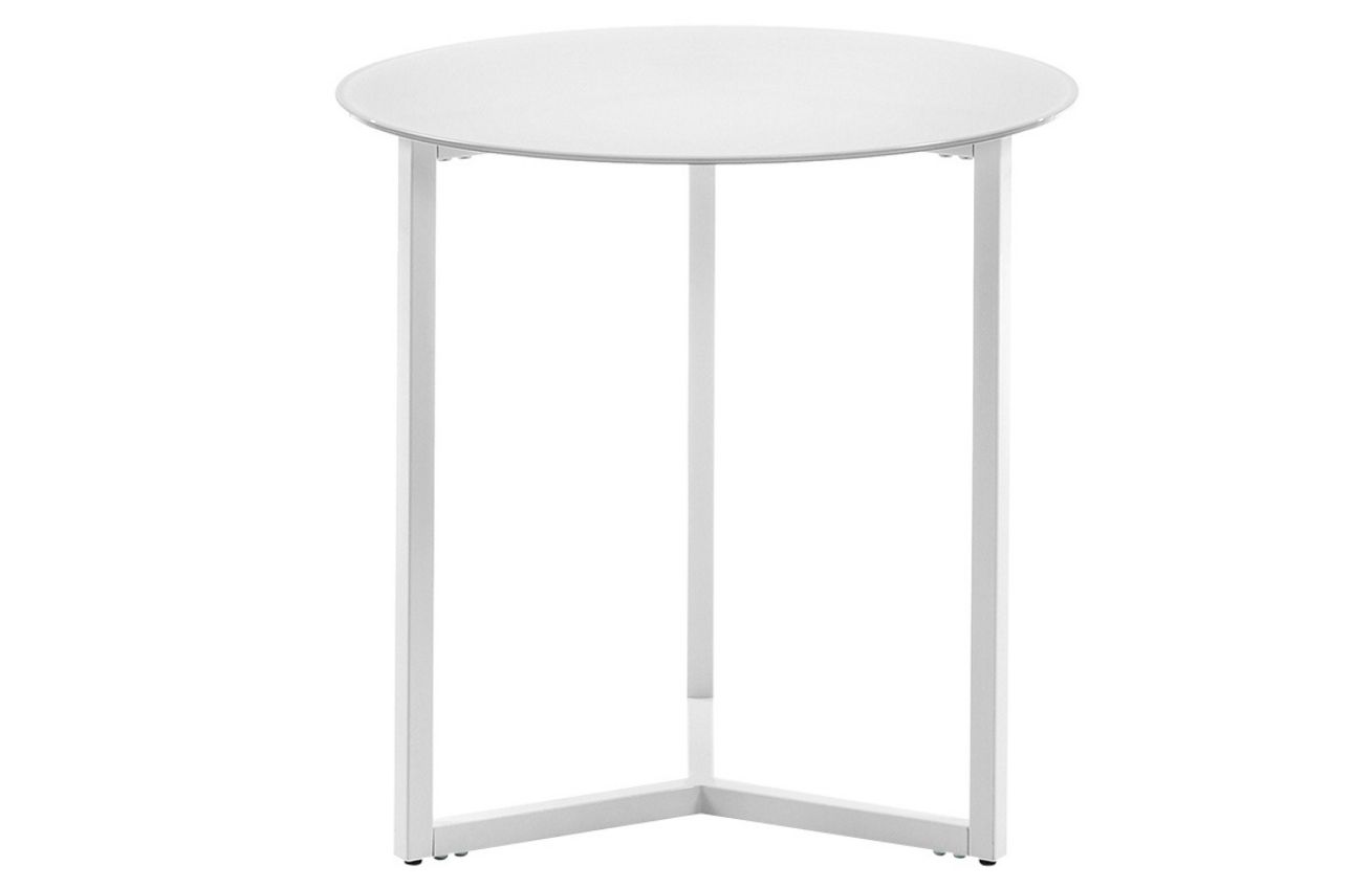 Bílý skleněný kulatý odkládací stolek Kave Home Raeam 50 cm - Designovynabytek.cz