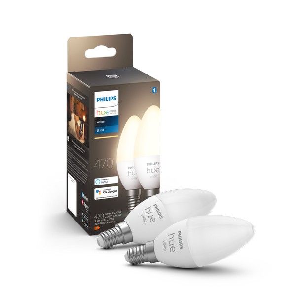 Philips Hue BT LED žárovka E14 5.5W teplá bílá 2 ks chytrá LED žárovka 470 lm 2700 K stmívatelná - Svítidla FEIM