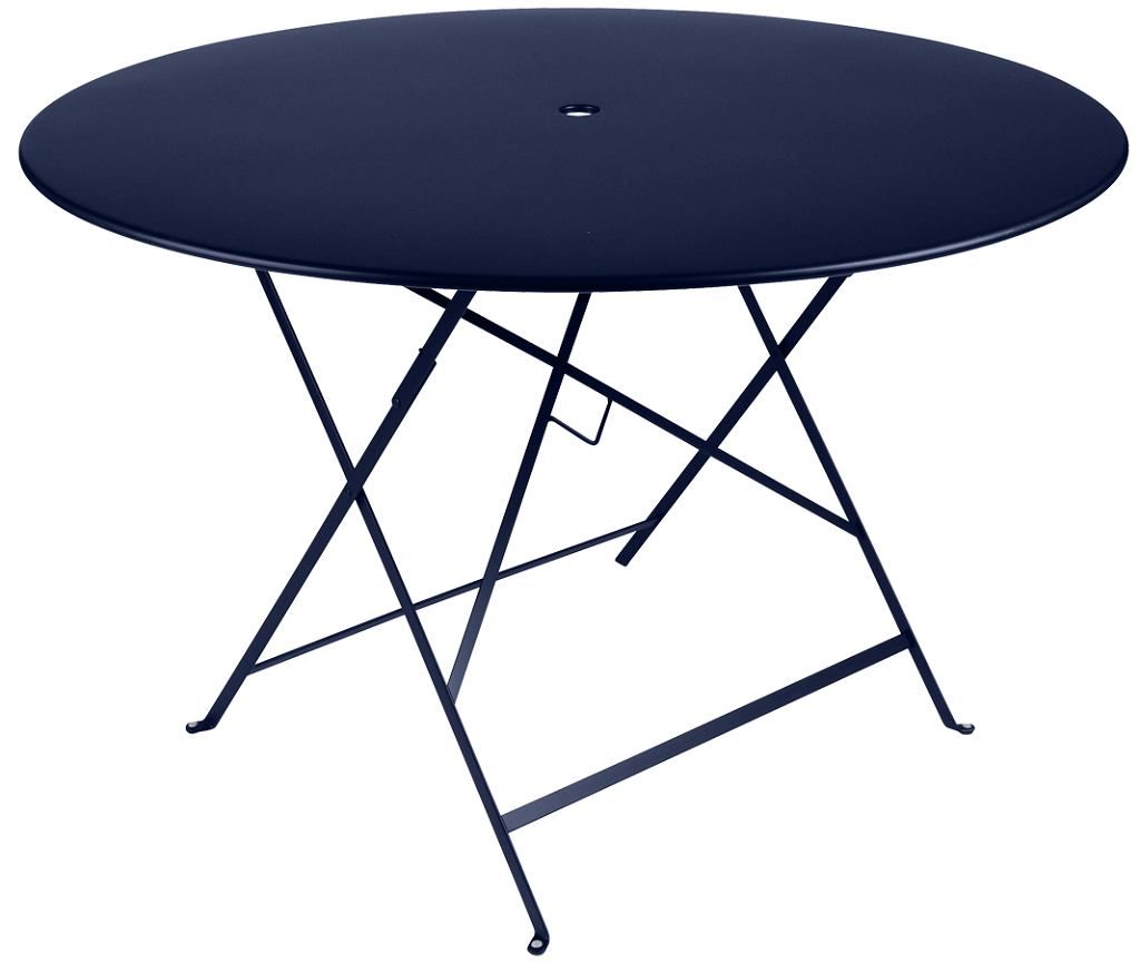 Tmavě modrý kovový skládací stůl Fermob Bistro Ø 117 cm - Designovynabytek.cz