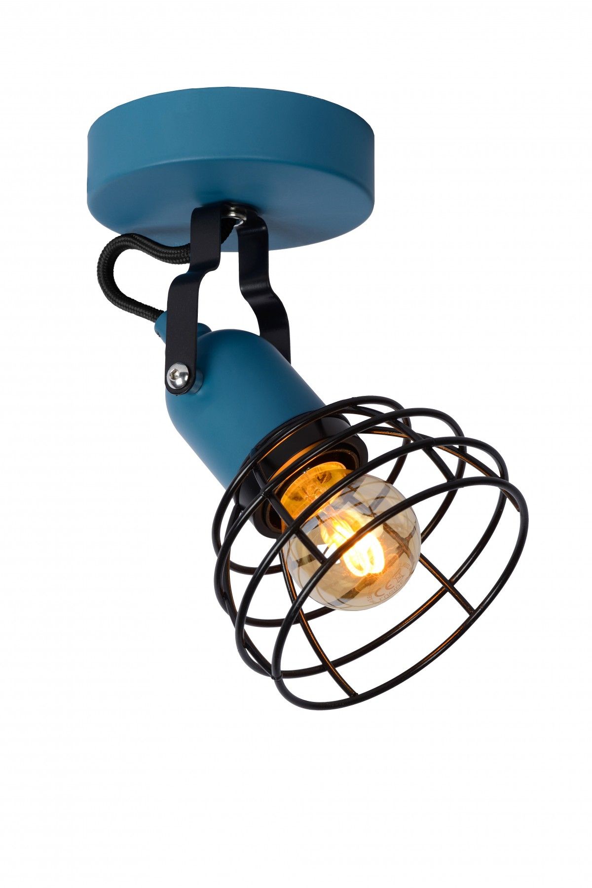 Lucide 08927/01/35 nástěnná bodová lampa Pola 1x60W | E27 - modrá, nastavitelná, stmívatelná - Dekolamp s.r.o.