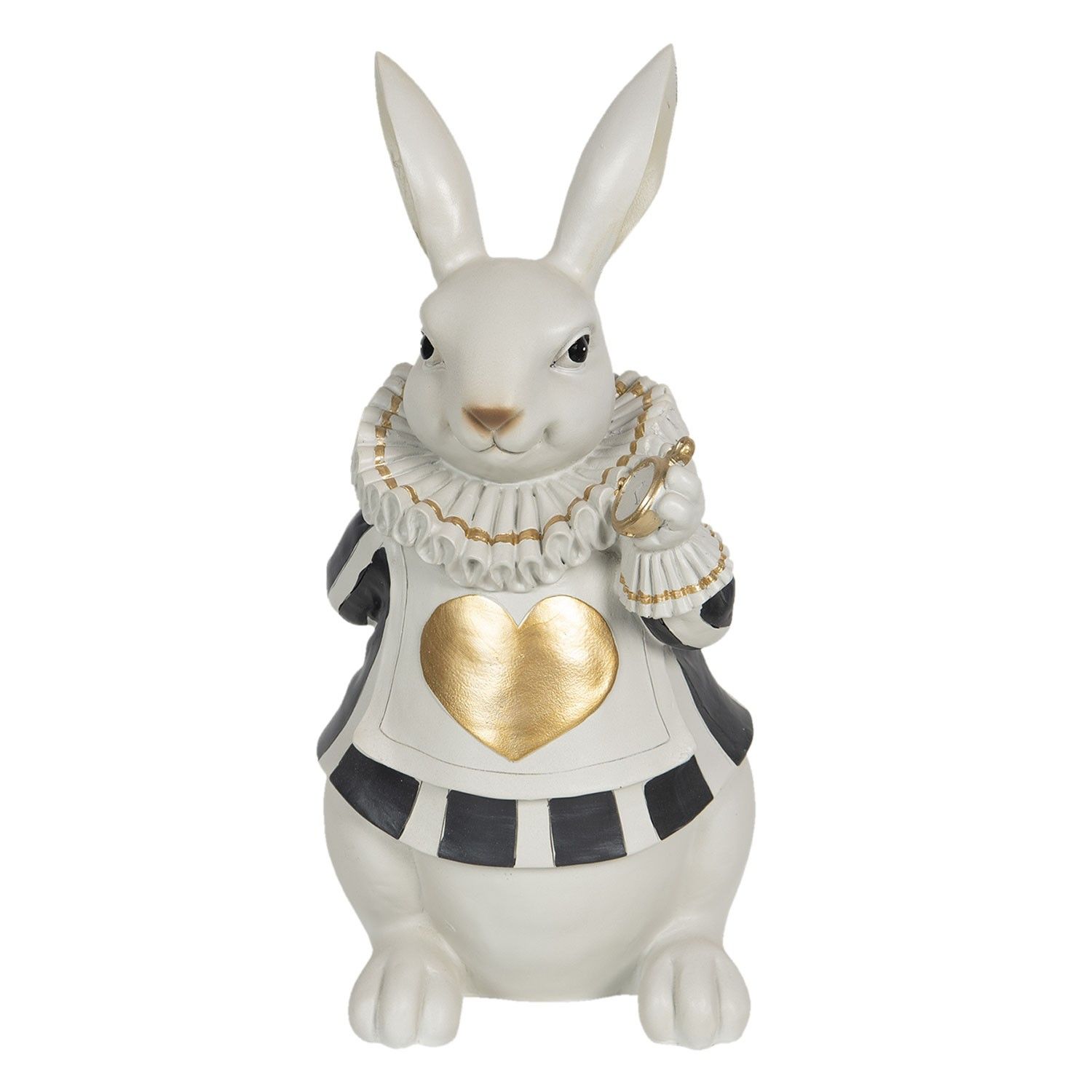 Dekorace králíka s límcem a zlatým srdíčkem - 17*14*33 cm Clayre & Eef - LaHome - vintage dekorace