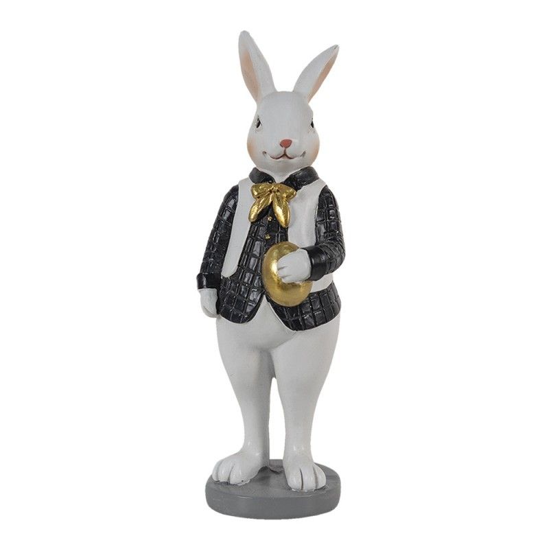 Dekorace králík v košili držící zlaté vajíčko - 5*5*15 cm Clayre & Eef - LaHome - vintage dekorace