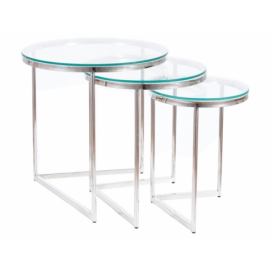 Konferenční stolek TRINITY transparentní/Stříbrný (Komplet)