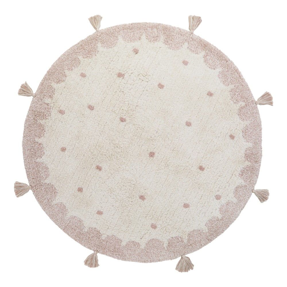 Růžovo-krémový ručně vyrobený bavlněný koberec Nattiot Mallen, ø 110 cm - Bonami.cz
