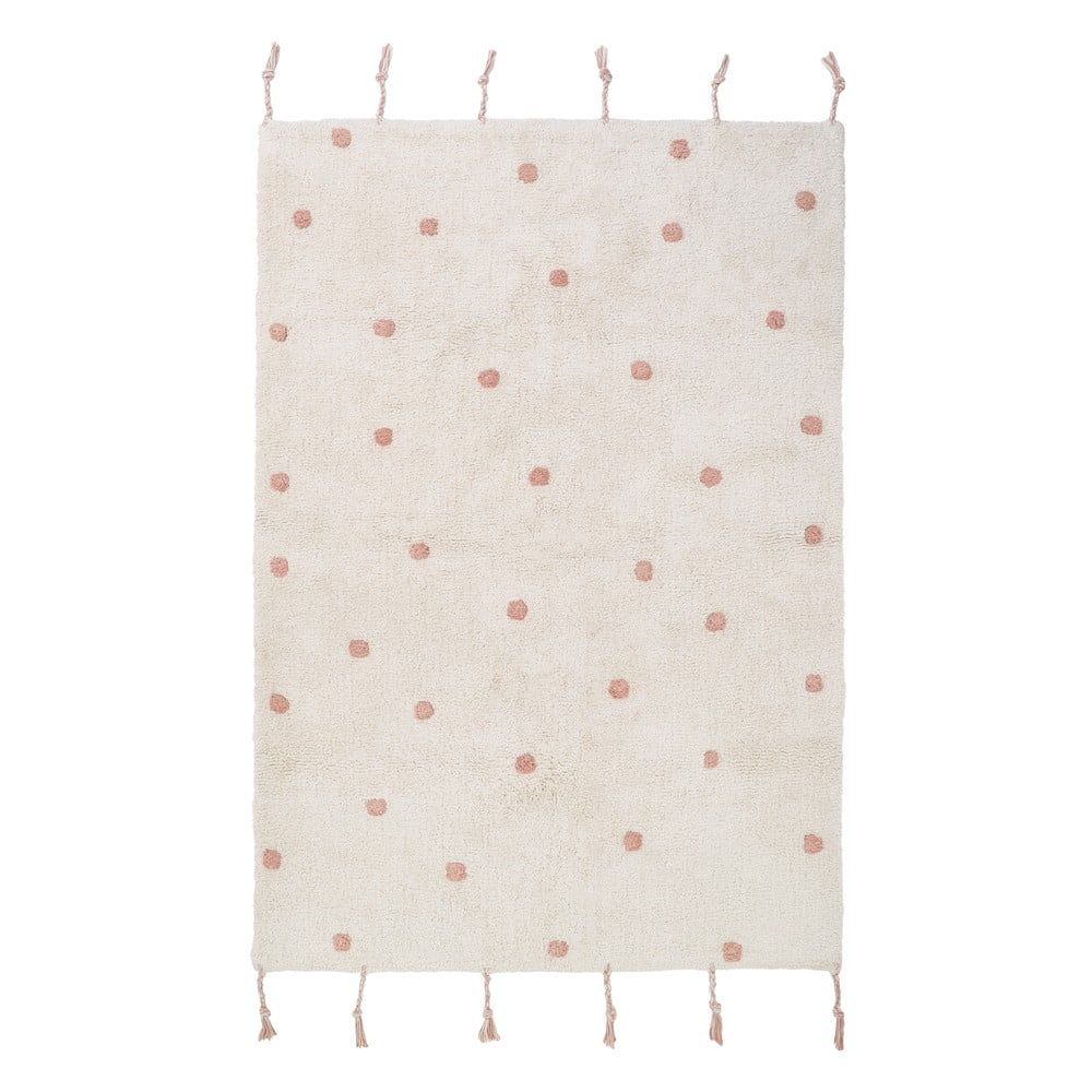 Béžovo-růžový ručně vyrobený koberec z bavlny Nattiot Numi, 100 x 150 cm - Bonami.cz