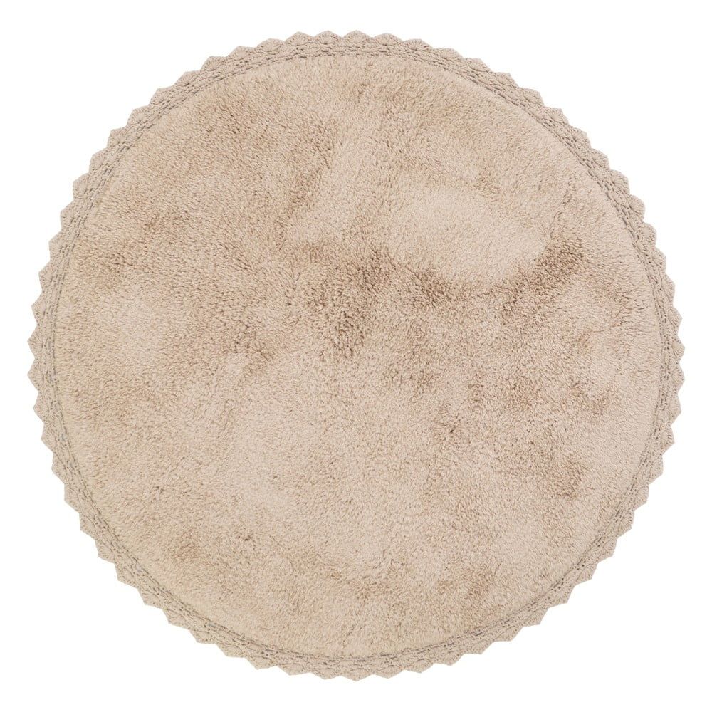 Béžový ručně vyrobený bavlněný koberec Nattiot Perla, ø 110 cm - Bonami.cz