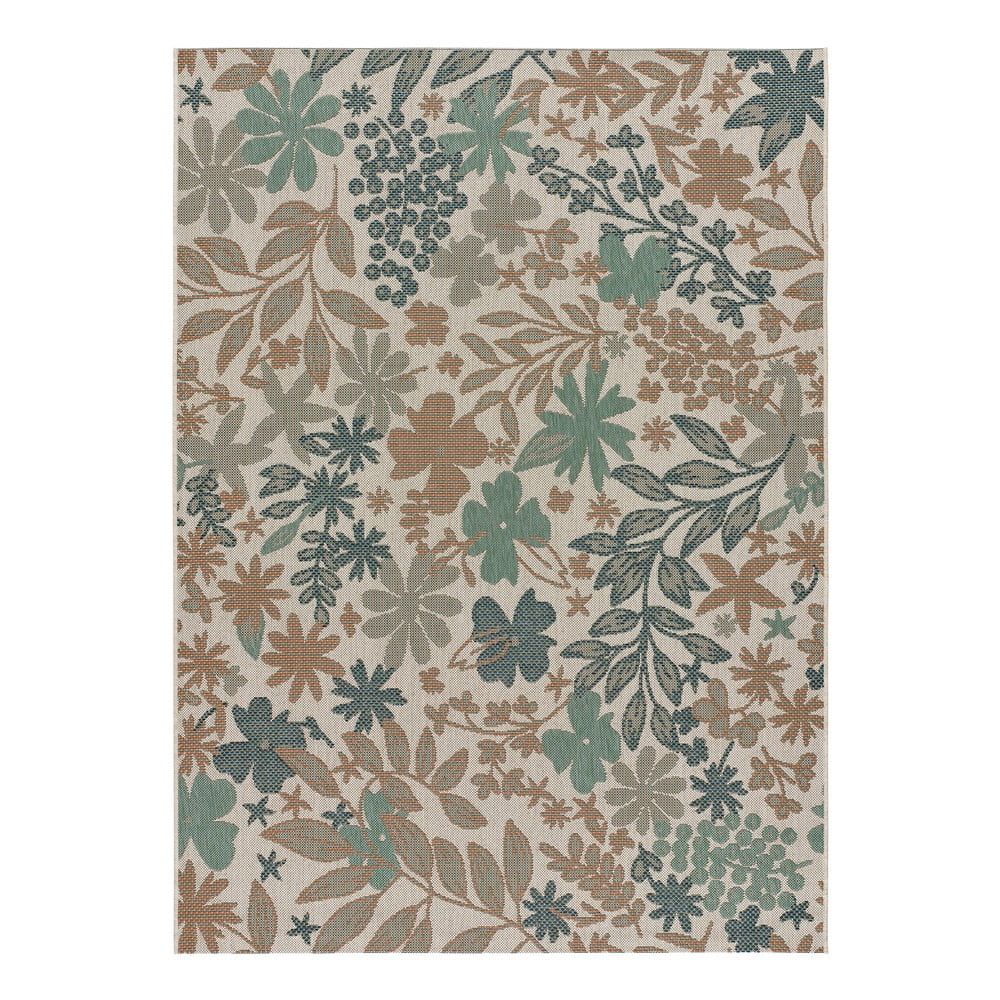 Béžovo-zelený venkovní koberec Universal Floral, ø 115 cm - Bonami.cz
