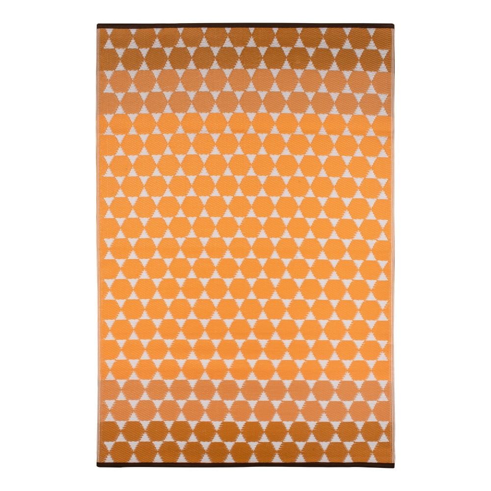 Oranžový venkovní koberec Green Decore Hexagon, 90 x 150 cm - Bonami.cz