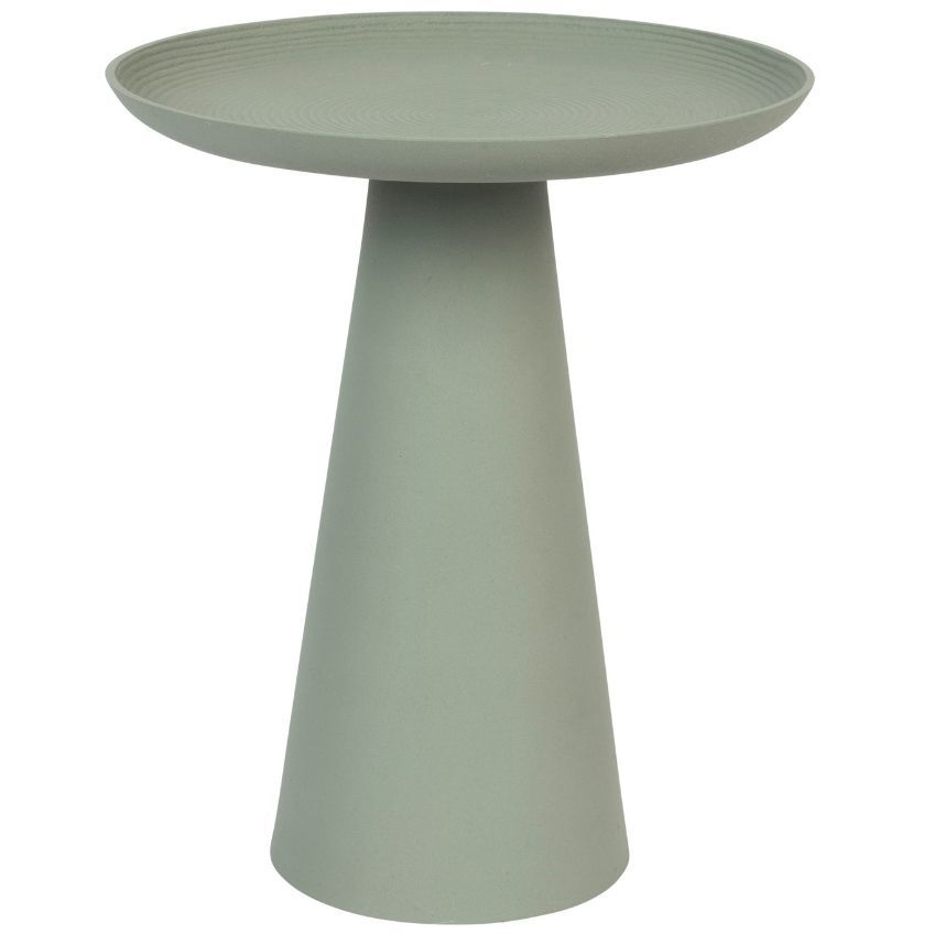 Béžový hliníkový odkládací stolek White Label Ringar, ø 34,5 cm - Bonami.cz