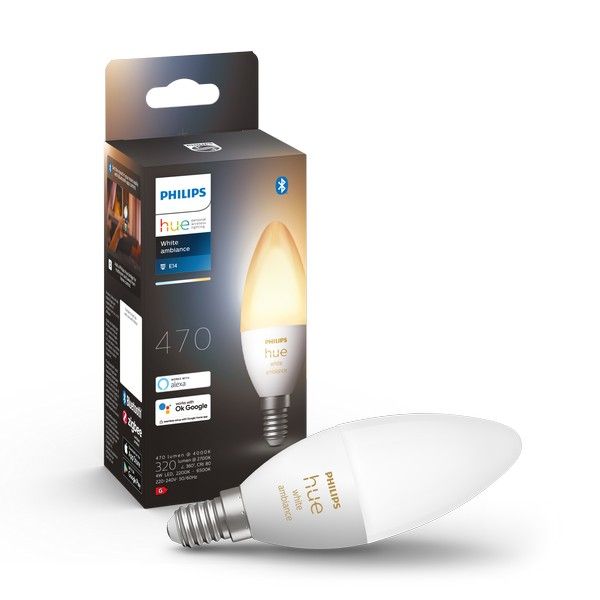Philips Hue White Ambiance 8719514356658 LED žárovka E14 4W/470lm svíčka 2200-6500K bluetooth - Svítidla FEIM