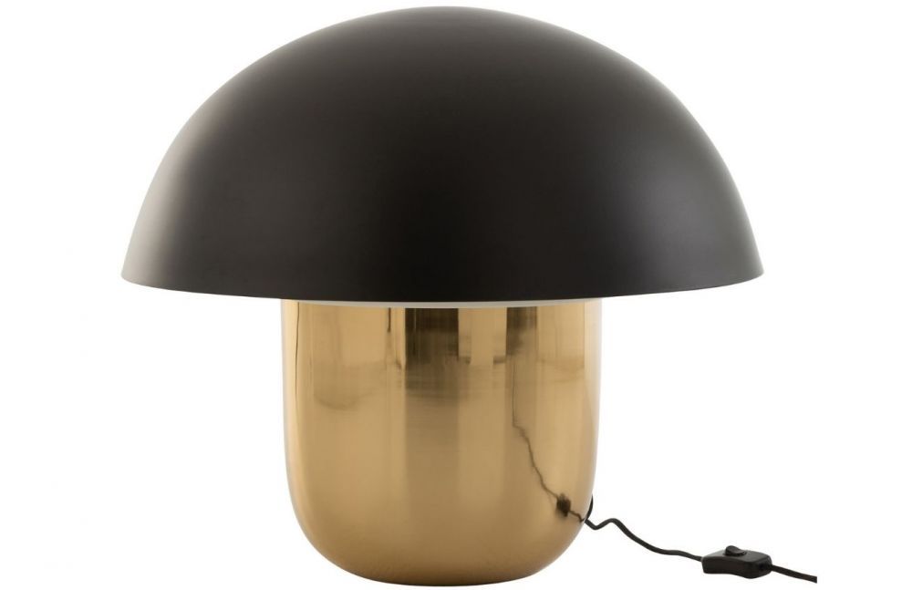 Černo zlatá kovová stolní lampa J-line Mushroom L - Designovynabytek.cz