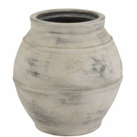 Šedá antik keramická dekorační váza Vintage - Ø 38*38cm J-Line by Jolipa