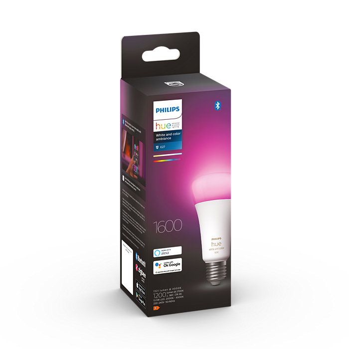 Philips Hue LED žárovka 1x13,5W E27 1600lm 2000-6500K RGB White and color Ambiance, stmívatelné, Hue Switch, bílá - Svítidla FEIM