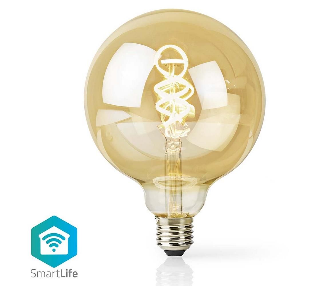  Wi-Fi Smart Bulb E27 4,9W LED žárovka, s vláknem, pro chytrý dům, E27, G125, 4,9W, 230V, 360lm, teplá až studená bílá, stmívatelná, zlatá WIFILRT10G125 -  Svět-svítidel.cz