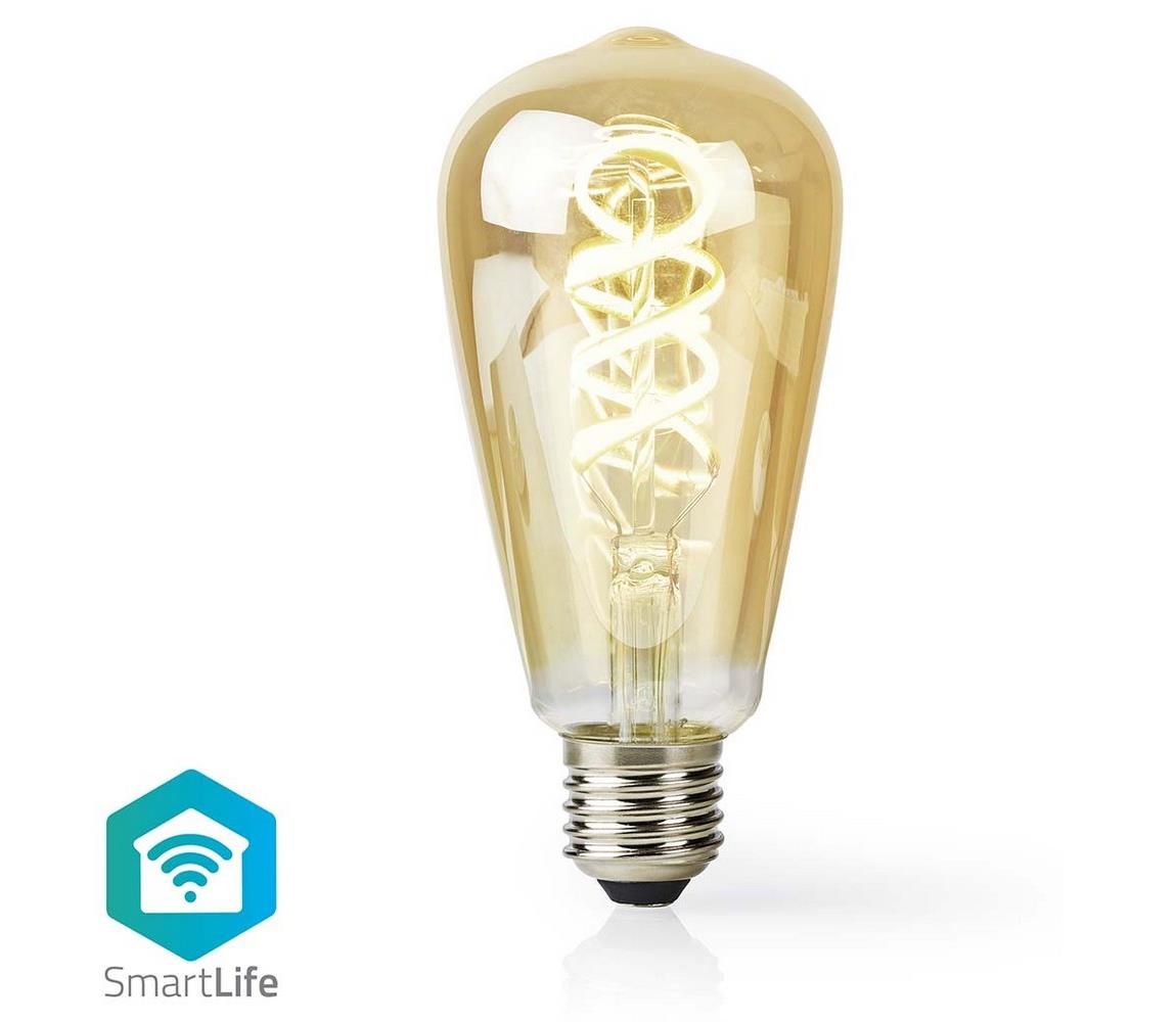  Wi-Fi Smart Bulb E27 4,9W LED žárovka, s vláknem, pro chytrý dům, E27, ST64, 4,9W, 230V, 360lm, teplá až studená bílá, stmívatelná, zlatá WIFILRT10ST64 -  Svět-svítidel.cz