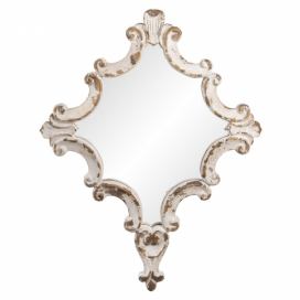 Zdobené vintage zrcadlo v bílo hnědém dřevěném rámu - 60*3*76 cm Clayre & Eef LaHome - vintage dekorace
