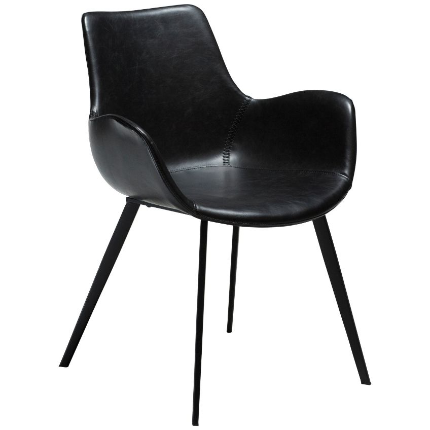​​​​​Dan-Form Vintage černá koženková jídelní židle DAN-FORM Hype s područkami - Designovynabytek.cz