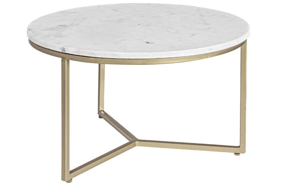 Bizzotto Bílý mramorový konferenční stolek Enix 57,5 cm se zlatou podnoží - Designovynabytek.cz