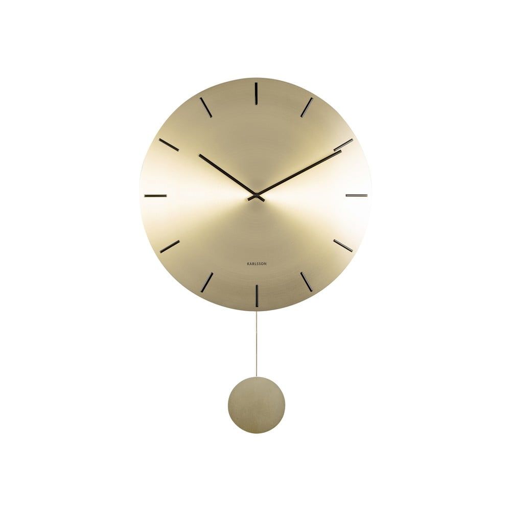 Nástěnné kyvadlové hodiny ve zlaté barvě Karlsson Impressive, ø 47 cm - Bonami.cz