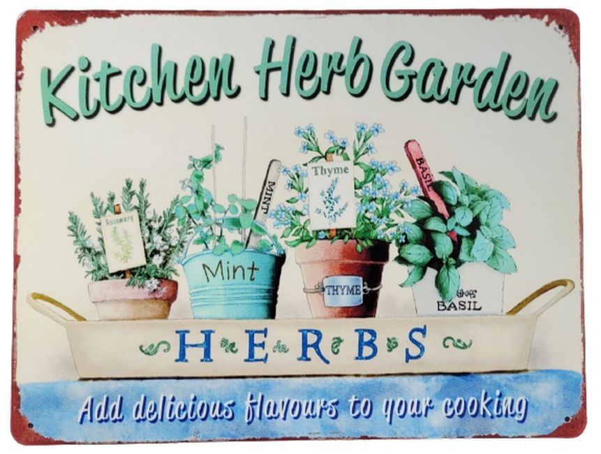 Nástěnná kovová cedule Kitchen Herb Garden - 33*25 cm Ostatní - LaHome - vintage dekorace