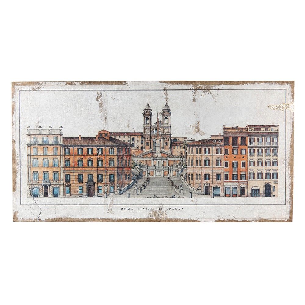 Vintage obraz na jutě Roma Piazza  - 120*3*60 cm Clayre & Eef - LaHome - vintage dekorace