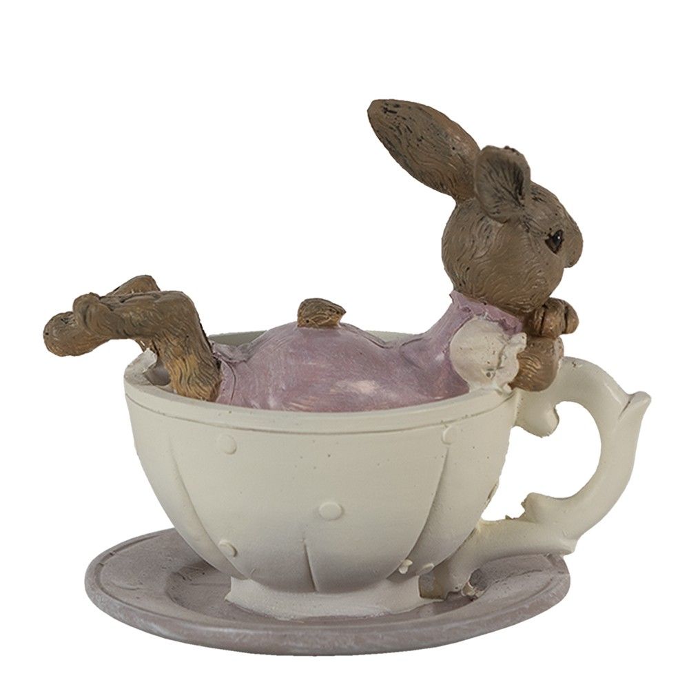 Dekorace králičí slečna v šálku - 10*8*9 cm Clayre & Eef - LaHome - vintage dekorace