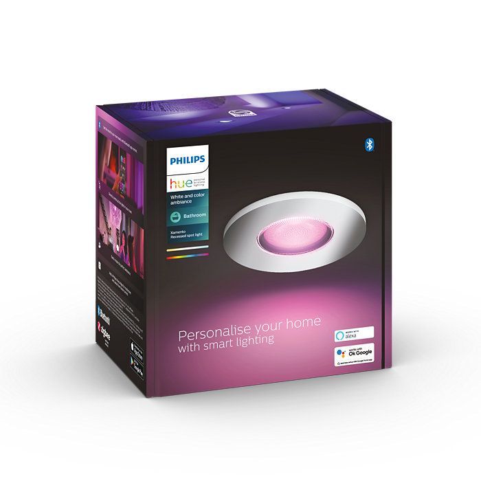Philips HUE LED White and color Ambiance Xamento koupelnové zapuštěné svítidlo GU10 5,7W 350lm 2200-6500K IP44 chróm stmívatelné BlueTooth - Svítidla FEIM