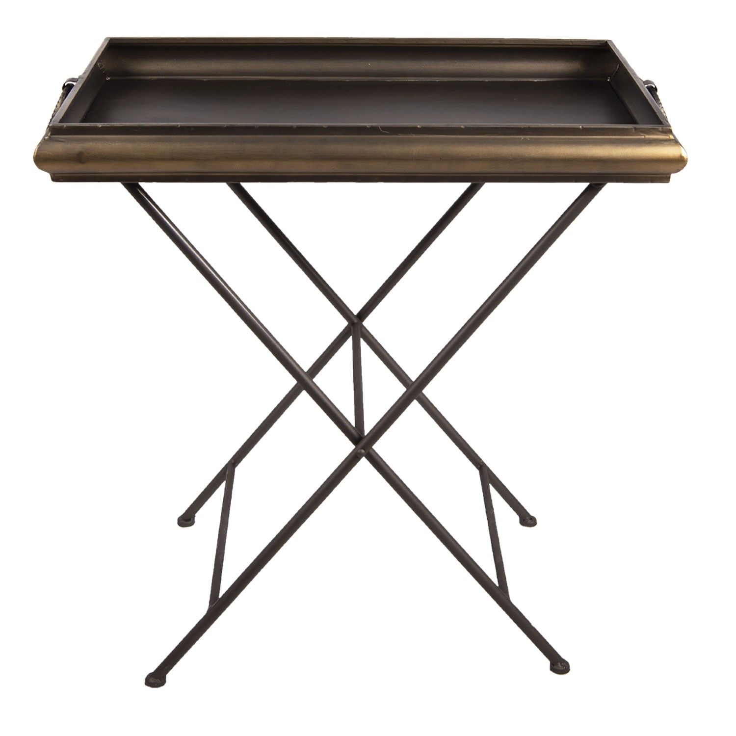 Zlato hnědý kovový odkládací stolek Rodys - 66*40*61 cm Clayre & Eef - LaHome - vintage dekorace