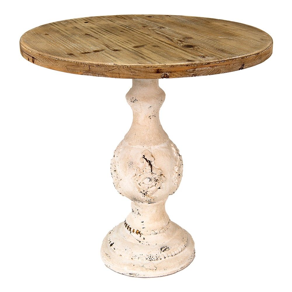 Dřevěný antik odkládací stůl Vionia - Ø 75*75 cm Clayre & Eef - LaHome - vintage dekorace