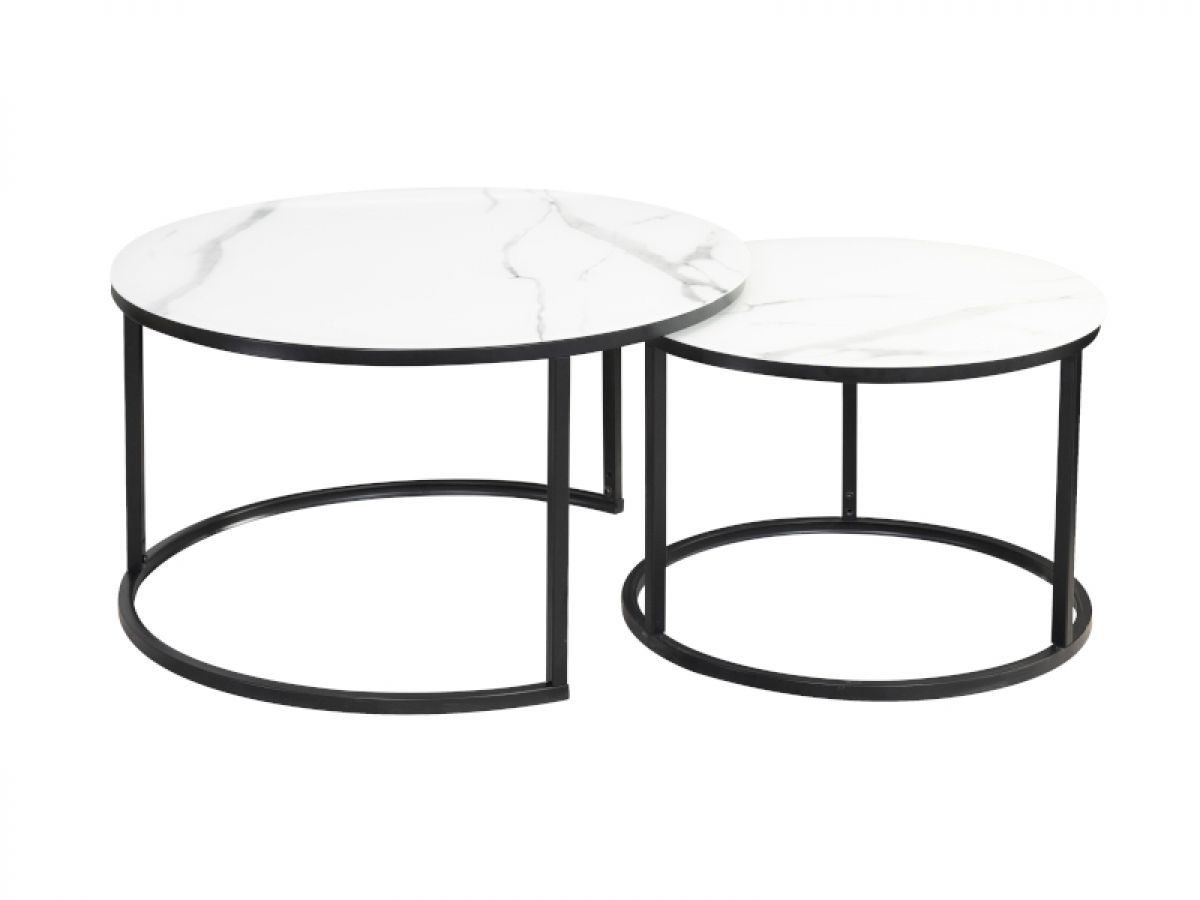 Konferenční stolek ATLANTA C bílý MAT mramorový efekt / Černý MAT Komplet - Nabytek-Bogart.cz