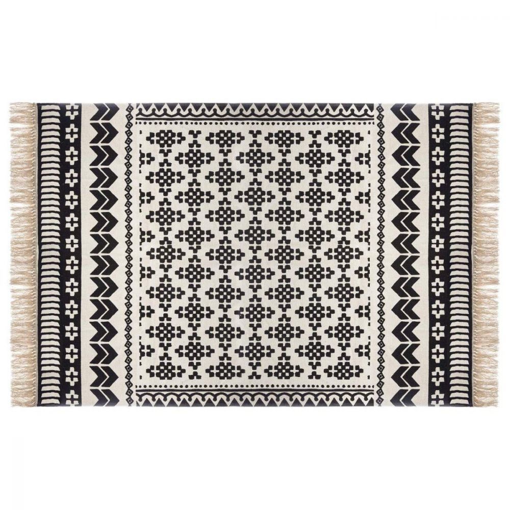 Atmosphera Bavlněný koberec s etnickým motivem orientální potisk, bílo-černý, 120 x 170 cm - EMAKO.CZ s.r.o.
