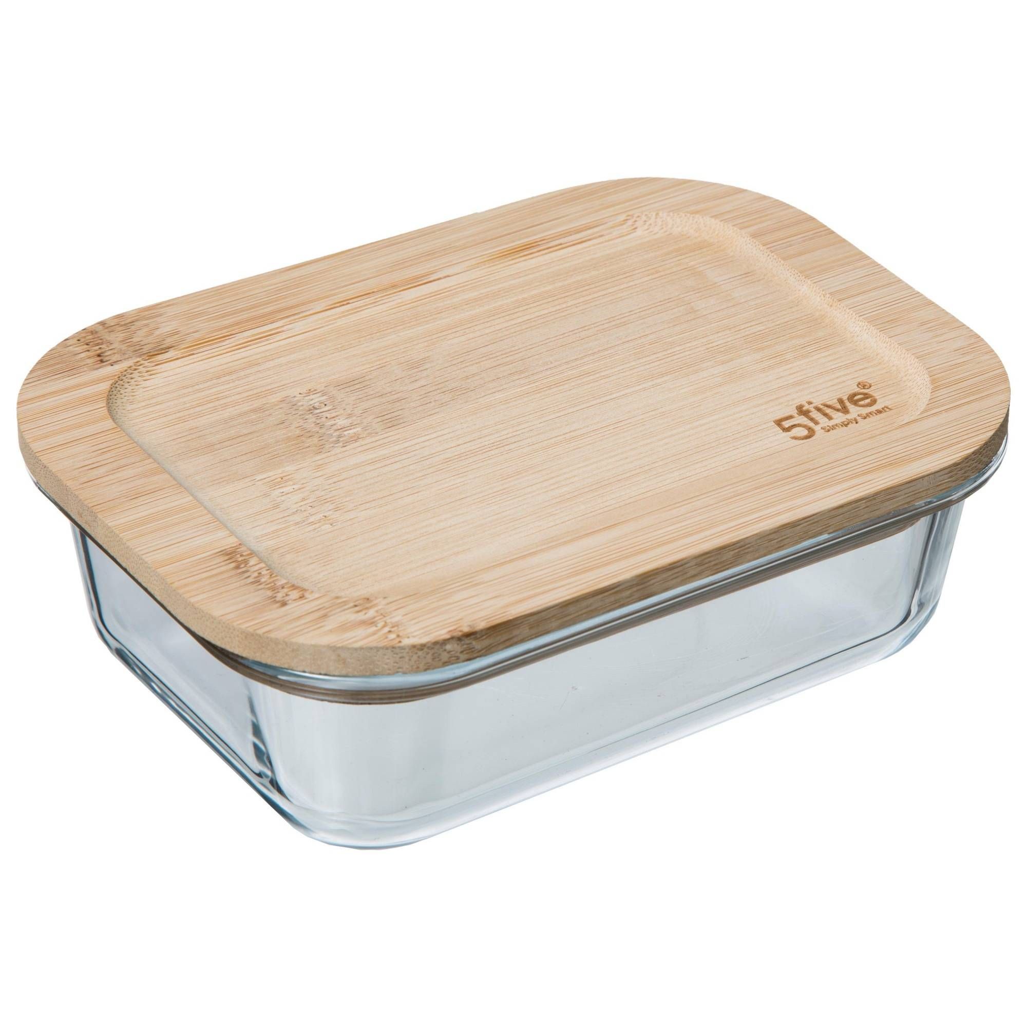 5five Simply Smart Skleněná nádoba na potraviny, bambusové víko, 1 l - EMAKO.CZ s.r.o.