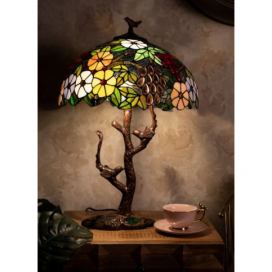 Stolní lampa Tiffany strom s květy a ptáčky Tree flower - Ø 41*57 cm E27/max 2*60W Clayre & Eef