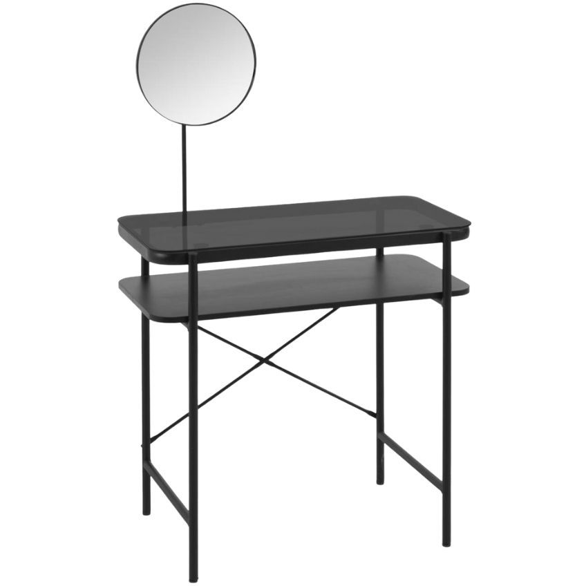 Černý skleněný toaletní stolek Kave Home Galatia 80 x 44,5 cm - Designovynabytek.cz
