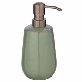 Dávkovač tekutého mýdla SIRMIONE, keramický, zelený s měděným okrajem, 430 ml, Wenko