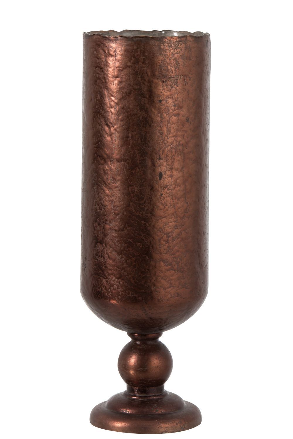 Měděná antik skleněná váza na noze Viose Rustic - Ø18*54 cm J-Line by Jolipa - LaHome - vintage dekorace