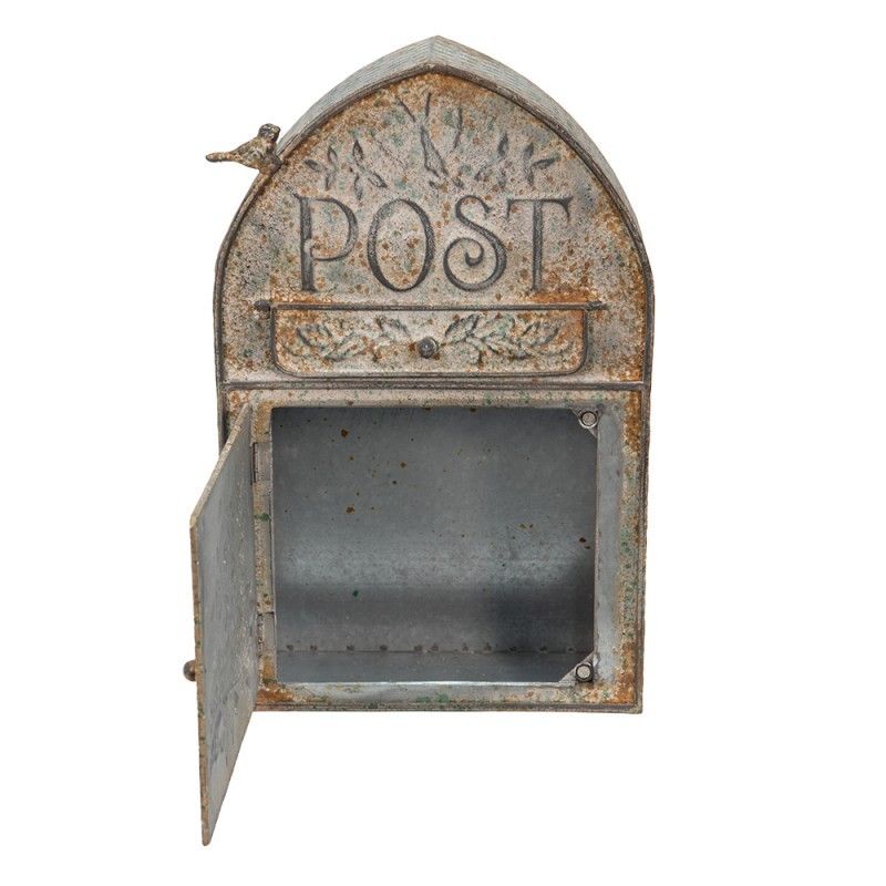 Šedá poštovní schránka s rezavou patinou Post - 25*10*40 cm Clayre & Eef - LaHome - vintage dekorace
