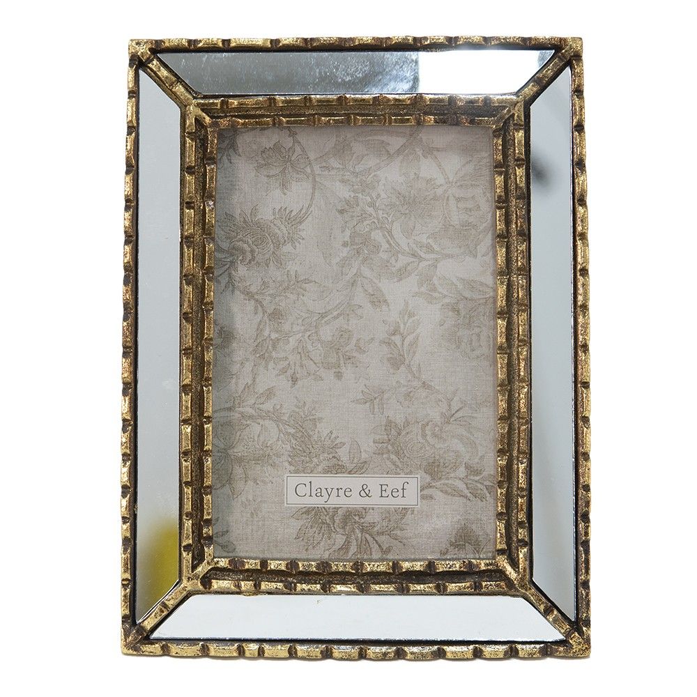 Stříbrno-zlatý antik fotorámeček se zrcadly Pasie - 16*2*20 cm / 10*15 cm Clayre & Eef - LaHome - vintage dekorace