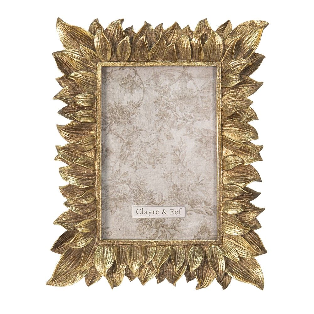 Zlatý antik fotorámeček s listy Tapien - 18*1*22 cm / 10*15 cm Clayre & Eef - LaHome - vintage dekorace