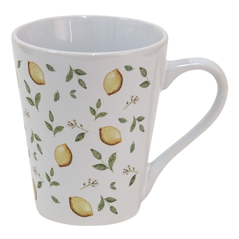 Keramický hrnek s motivem citrónů Lemons & Leafs - Ø 9*10 cm / 300 ml Clayre & Eef - LaHome - vintage dekorace