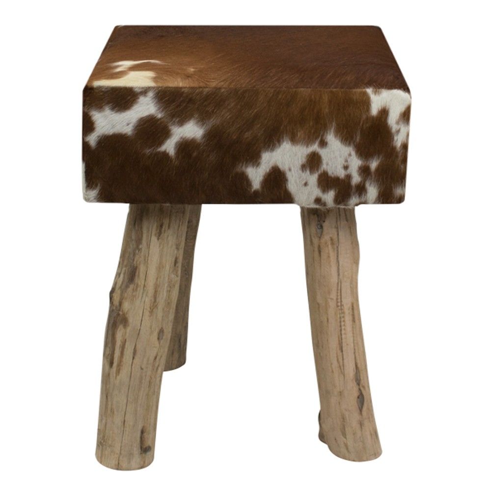 Dřevěná stolička s koženým sedákem Cowny - 30*30*45cm Mars & More - LaHome - vintage dekorace