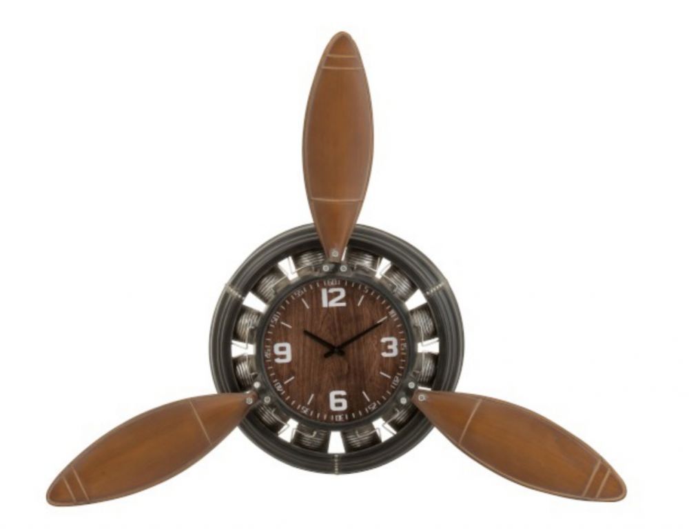 Nástěnné hodiny ve tvaru vrtule - 110*16*132 cm J-Line by Jolipa - LaHome - vintage dekorace