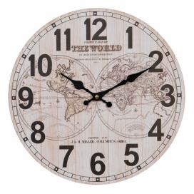 Nástěnné hodiny se zeměkoulemi The World - Ø 34*4 cm / 1*AA Clayre & Eef